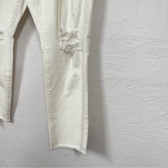 Torrid White High Rise Straight Leg Jeans Womens 14 Distressed Raw Hem Denim - Picture 5 of 13